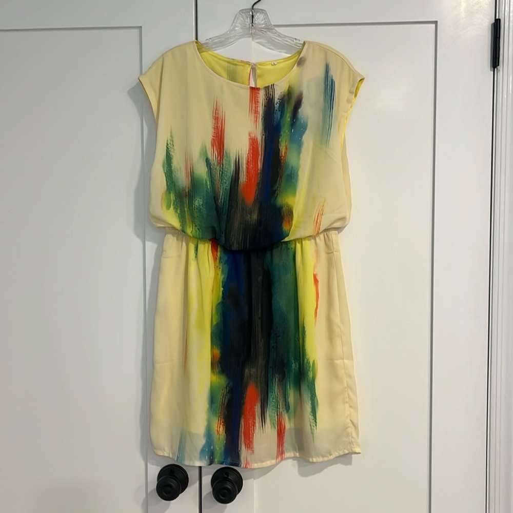 colorful mini dress with a scrunch in the stomach perfect condition worn twice!